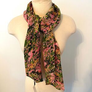 NWT Talbots Pleated Pink Floral Scarf